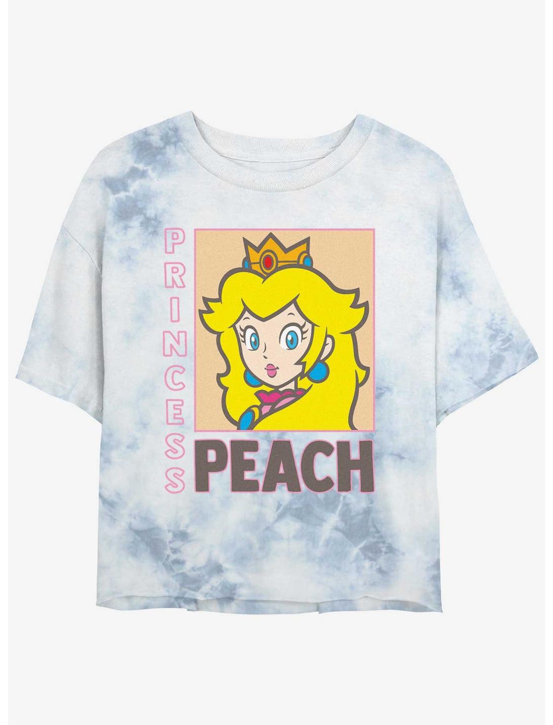 Nintendo Princess Peach Poster Womens Tie-Dye Crop T-Shirt, WHITEBLUE, hi-res