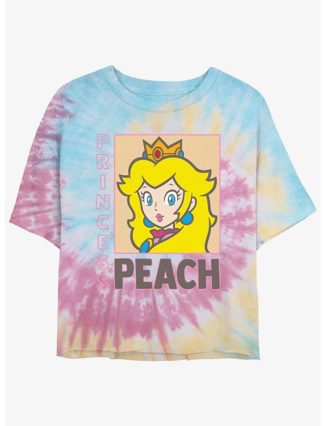 Nintendo Princess Peach Poster Womens Tie-Dye Crop T-Shirt, BLUPNKLY, hi-res