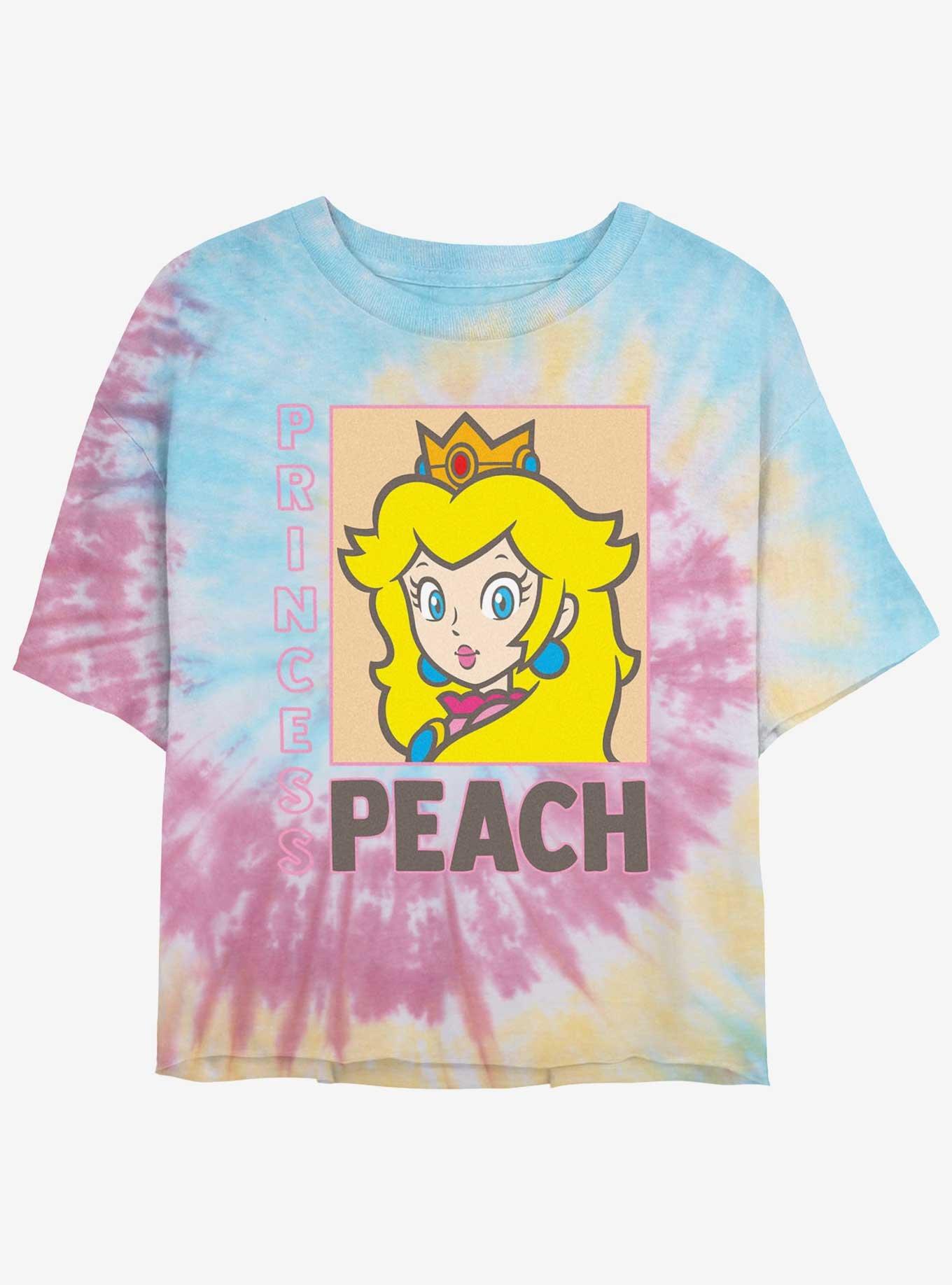 Nintendo Princess Peach Poster Womens Tie-Dye Crop T-Shirt, BLUPNKLY, hi-res