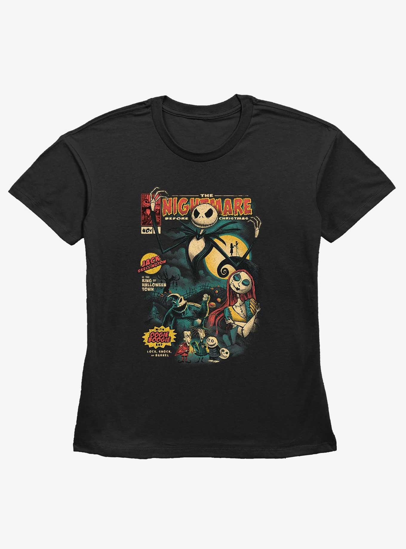 Disney The Nightmare Before Christmas Comic Cover Womens Straight Fit T-Shirt, BLACK, hi-res