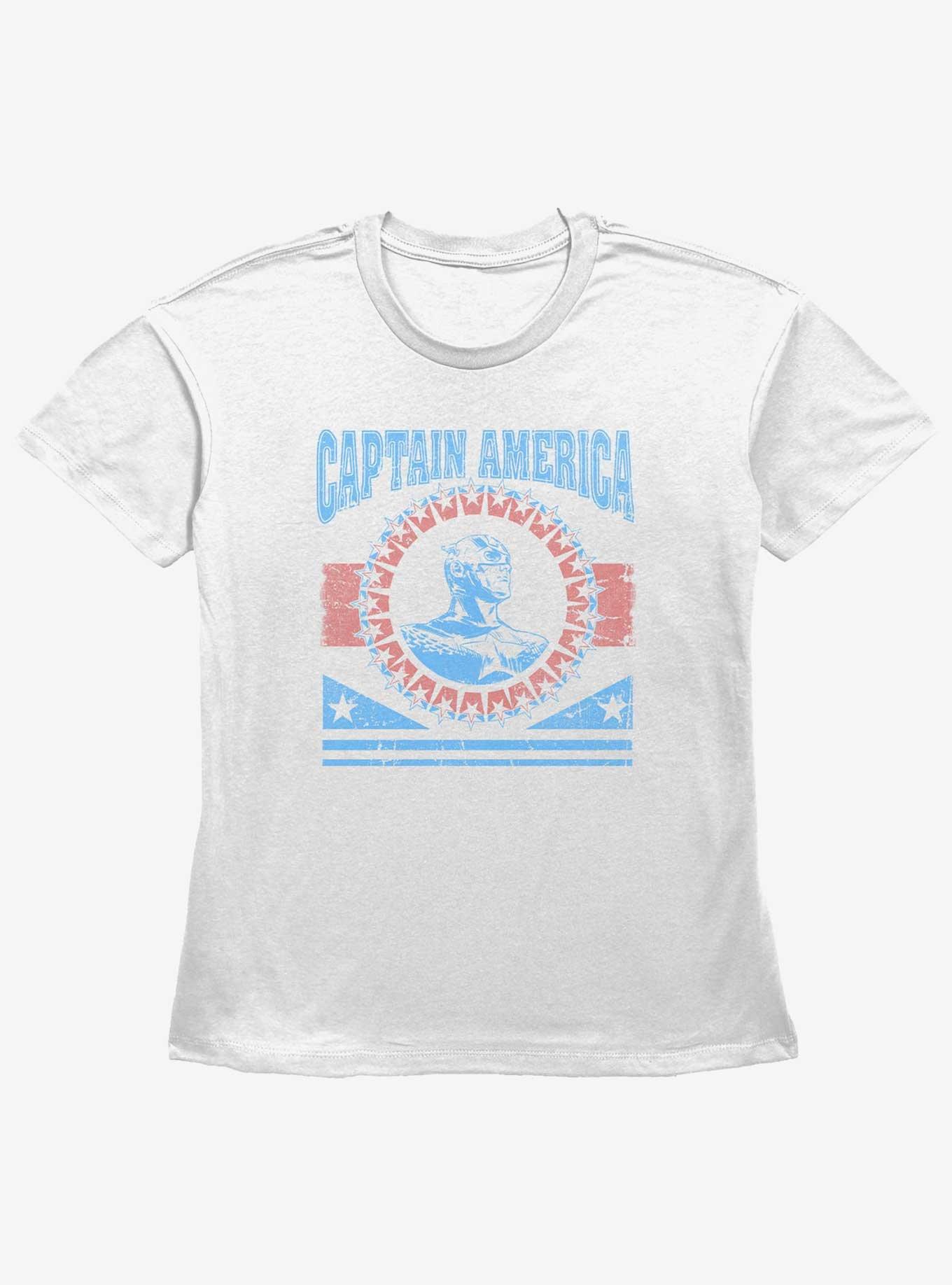 Marvel Captain America Captain Badge Womens Straight Fit T-Shirt, WHITE, hi-res