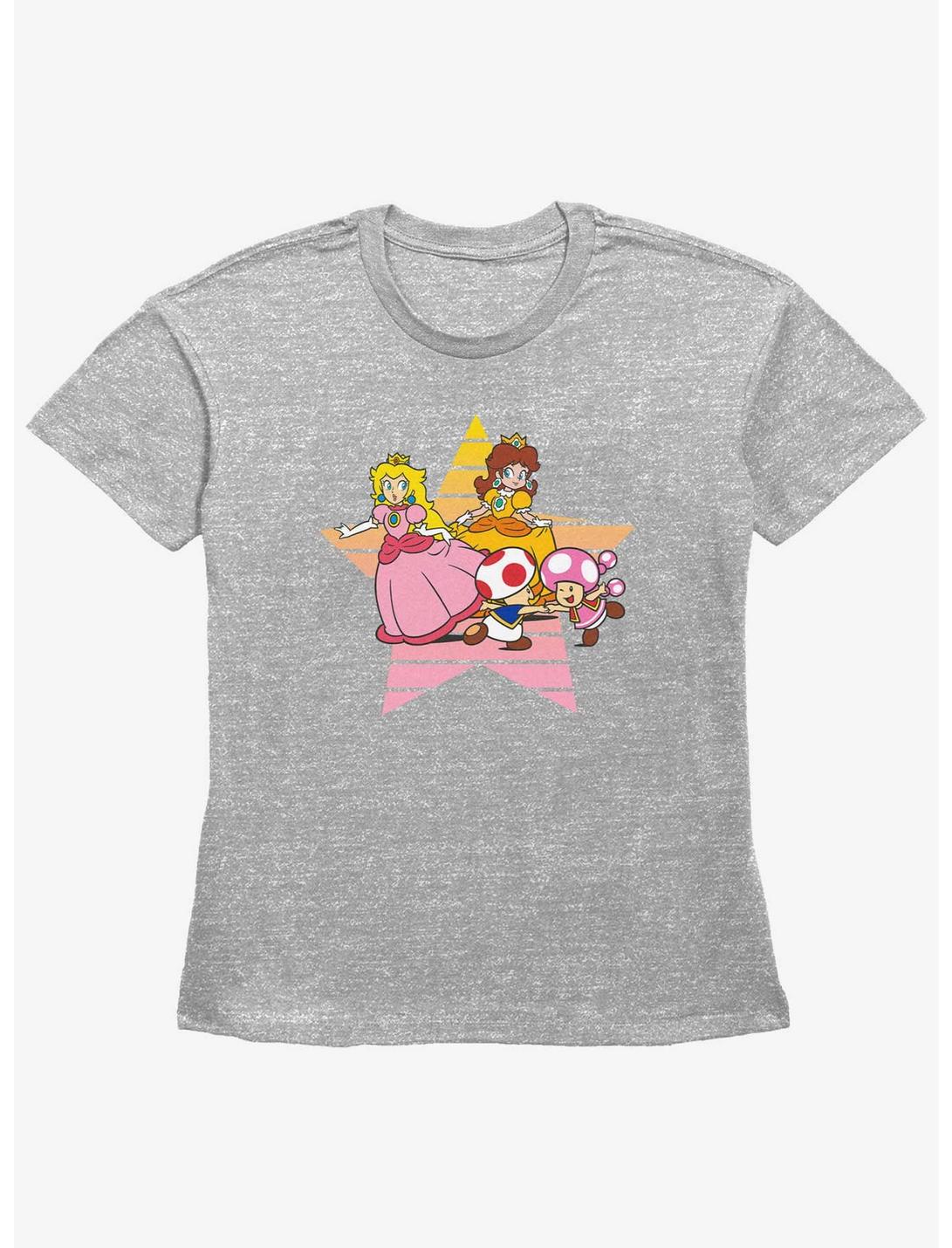 Nintendo Princess Peach and Daisy Star Womens Straight Fit T-Shirt, HEATHER GR, hi-res
