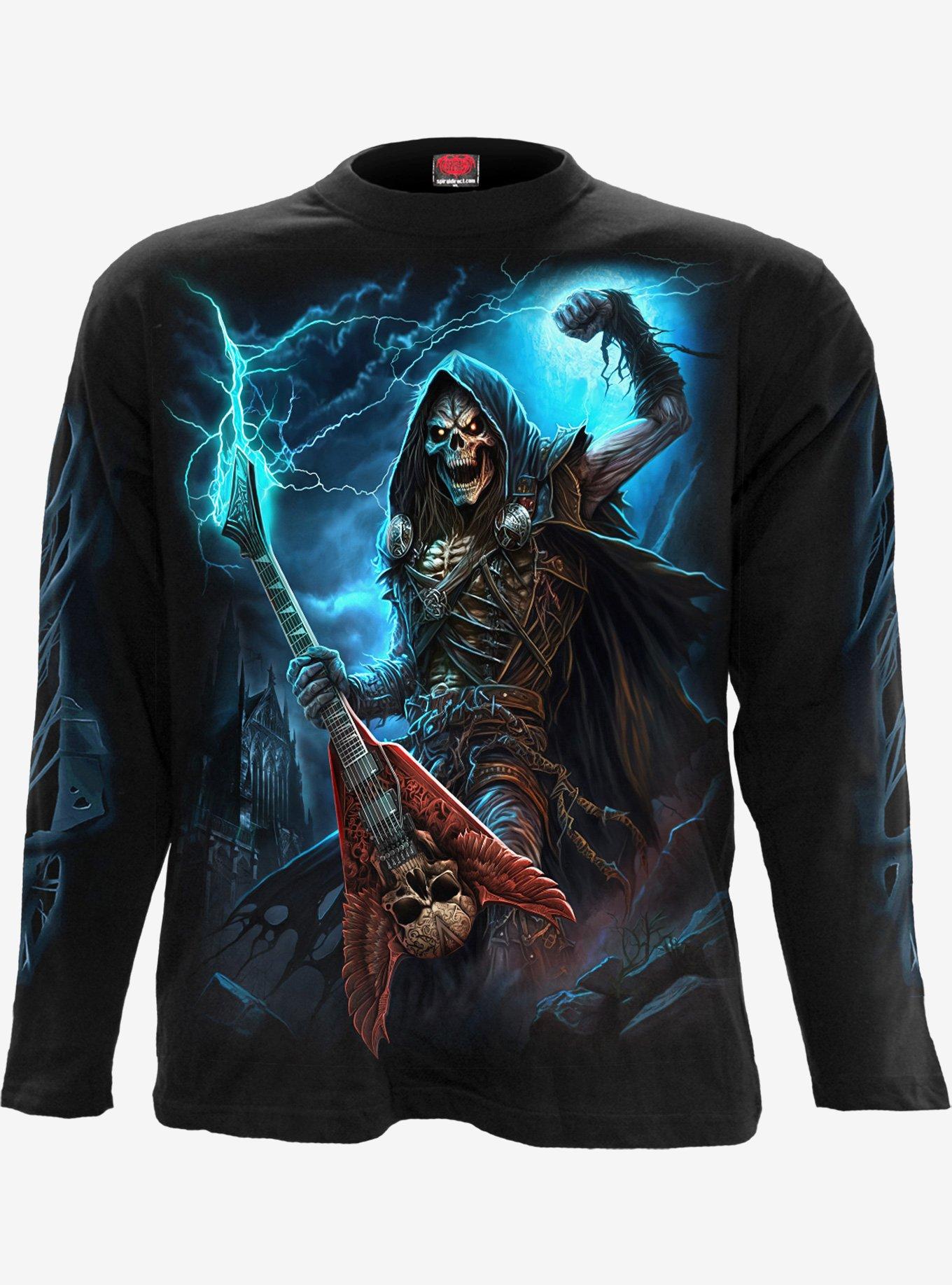Spiral Dead Metal Long Sleeve Shirt, BLACK, hi-res