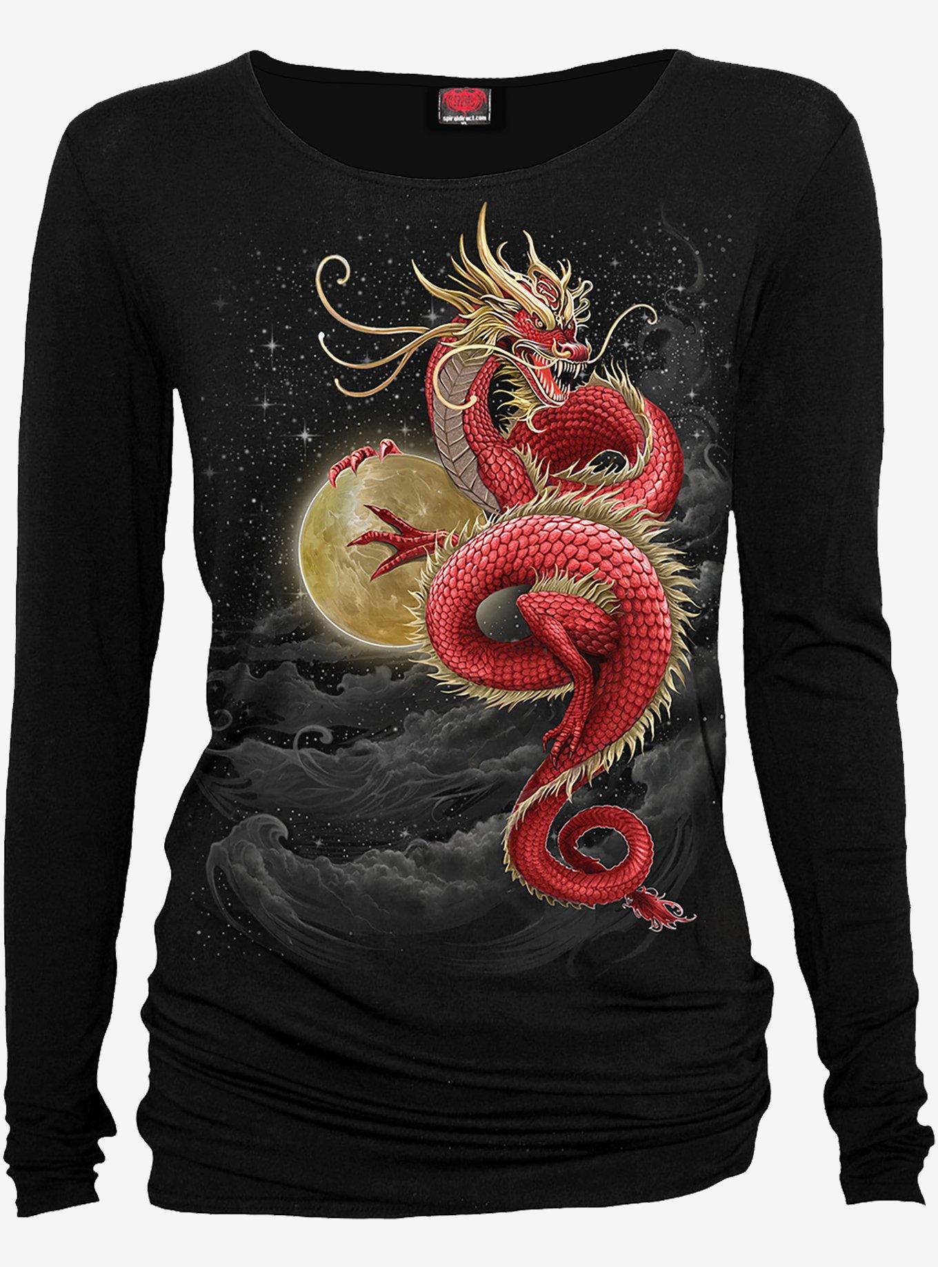 Spiral Shenlong Baggy Long Sleeve Top, BLACK, hi-res