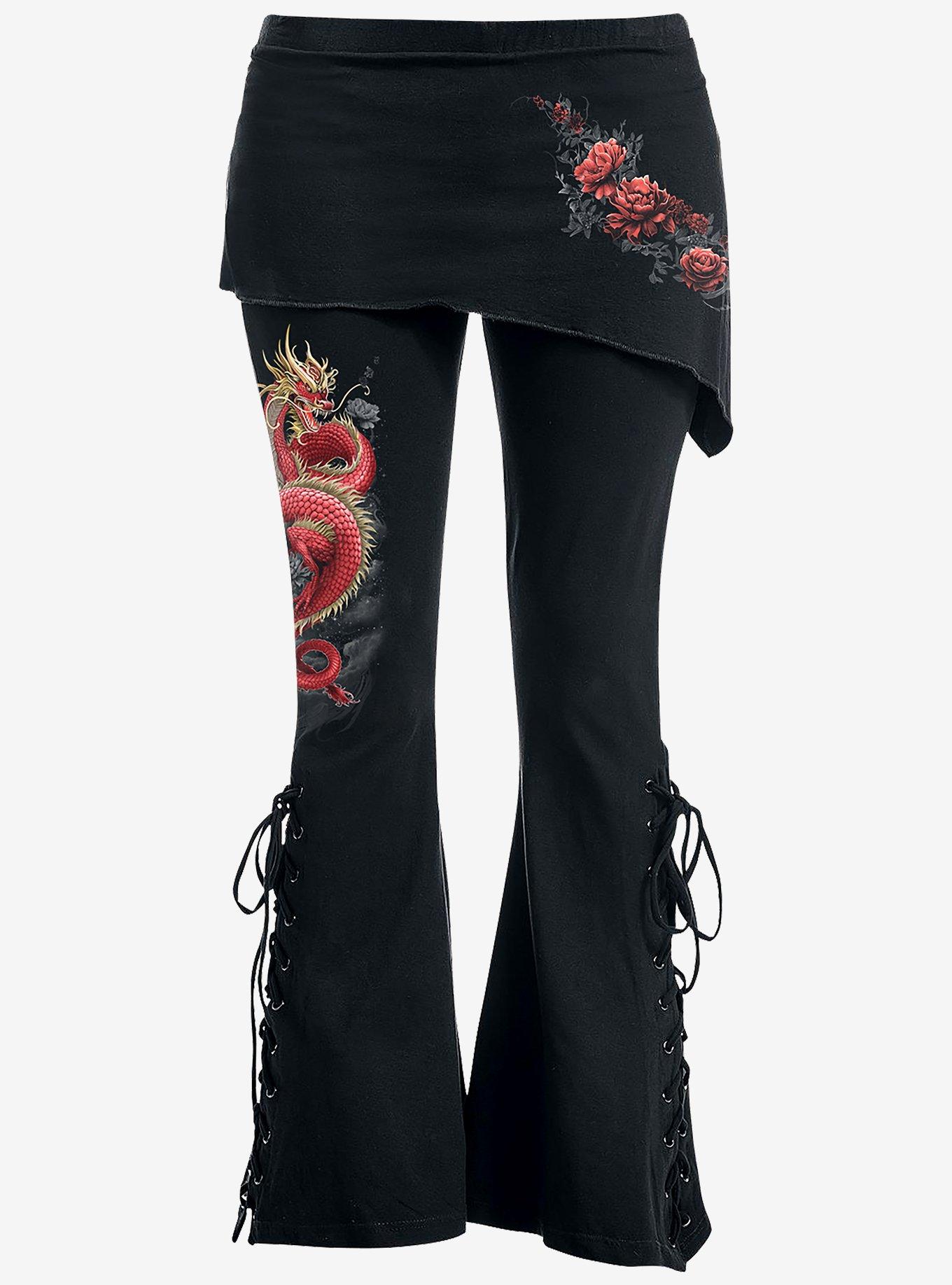 Spiral Shenlong 2-in-1 Boot-Cut Leggings With Micro Slant Skirt, , hi-res