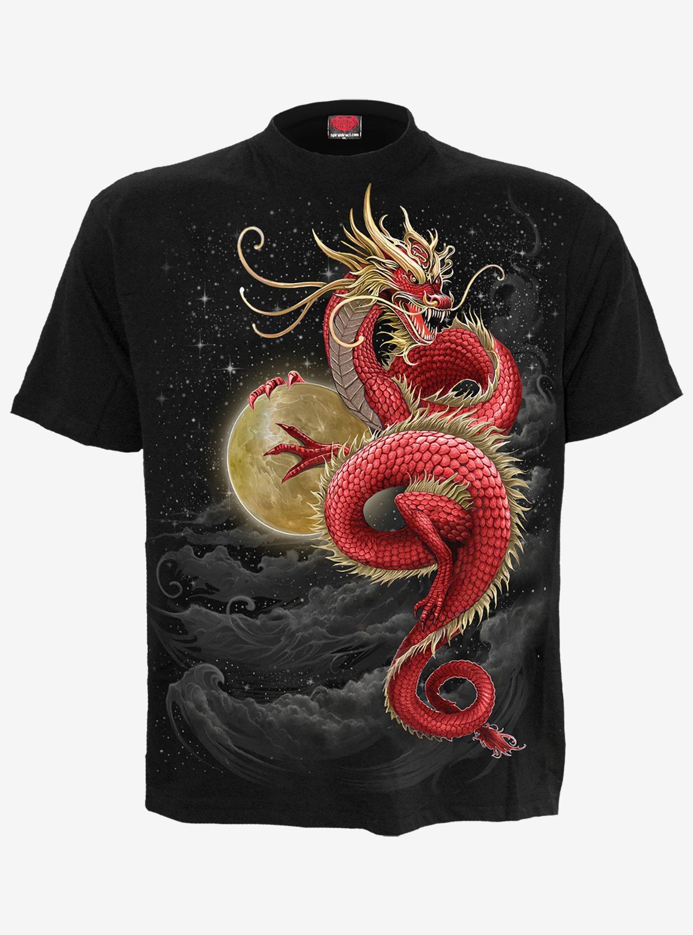 Spiral Shenlong Front Print T-Shirt, BLACK, hi-res