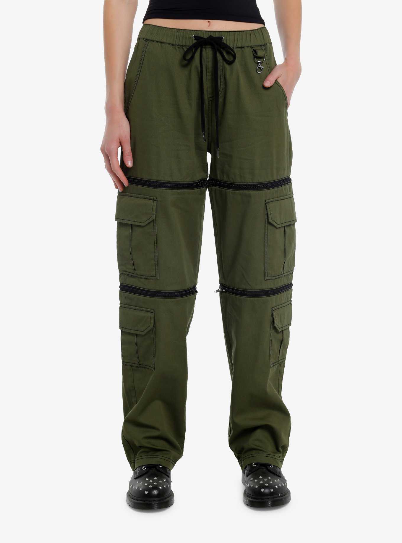 Social Collision Green Cargo Zip-Off Carpenter Pants, , hi-res