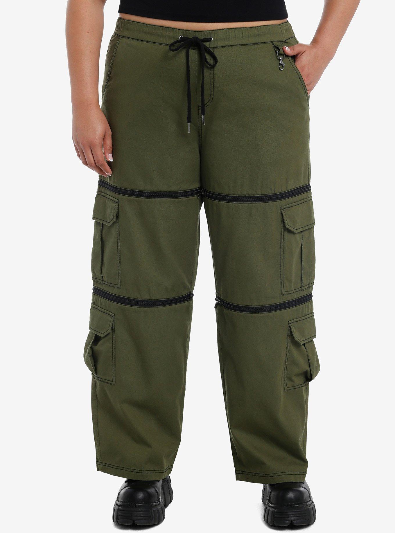 Social Collision Green Cargo Zip-Off Carpenter Pants Plus Size