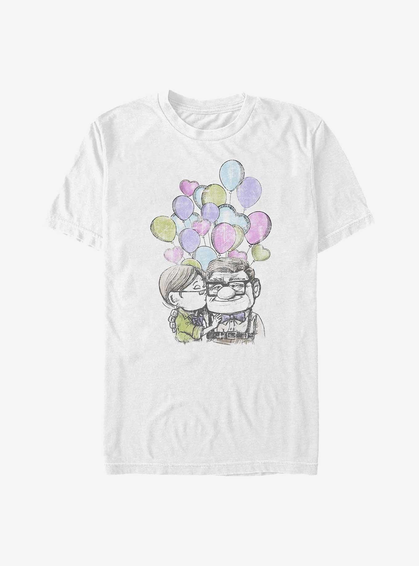 Disney Pixar Up Ellie and Carl Heart Balloons Big & Tall T-Shirt, WHITE, hi-res