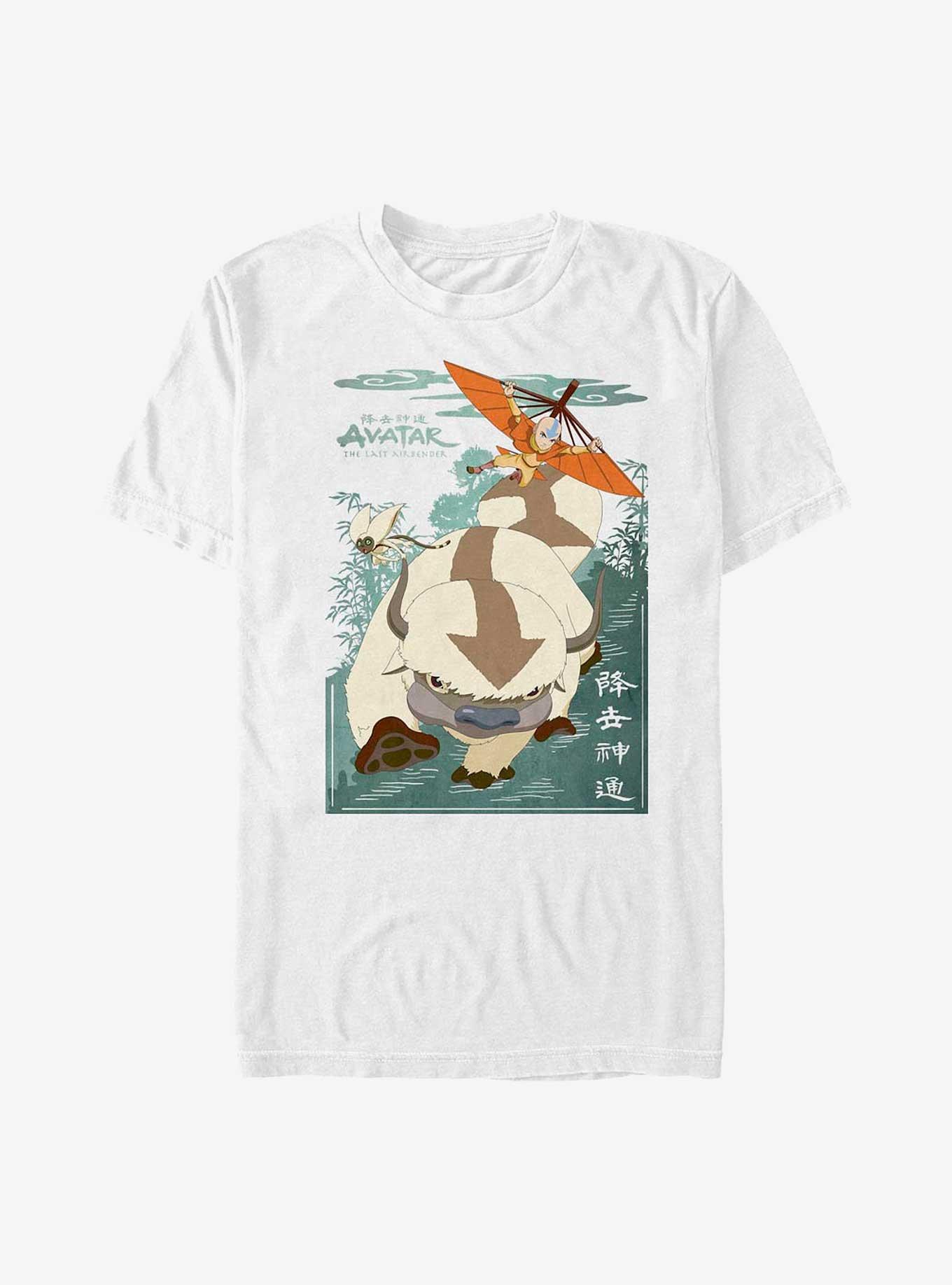 Avatar: The Last Airbender Aang Appa and Momo Poster Big & Tall T-Shirt, WHITE, hi-res