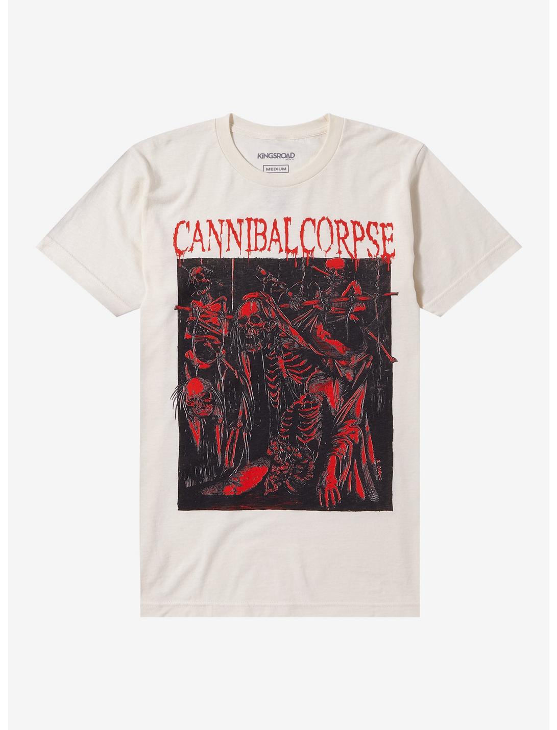 Cannibal Corpse Pierced Skeletons Boyfriend Fit Girls T-Shirt, CREAM, hi-res