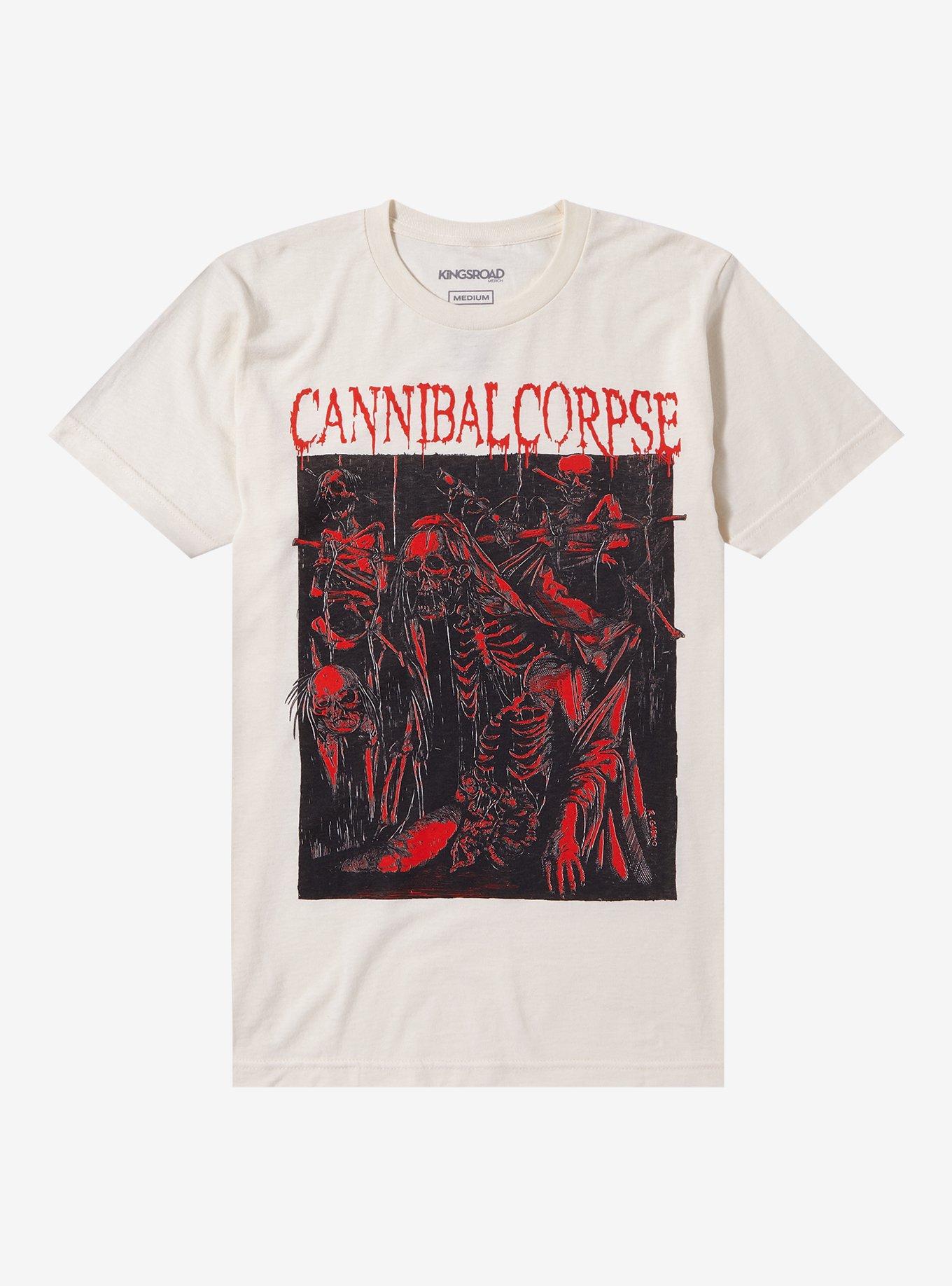 Cannibal Corpse Pierced Skeletons Boyfriend Fit Girls T-Shirt, CREAM, hi-res