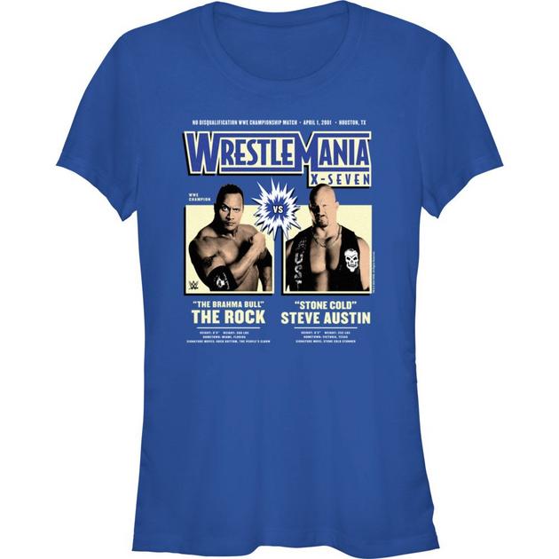 WWE WrestleMania X7 The Rock Vs Steve Austin Girls T-Shirt - BLUE | Hot ...