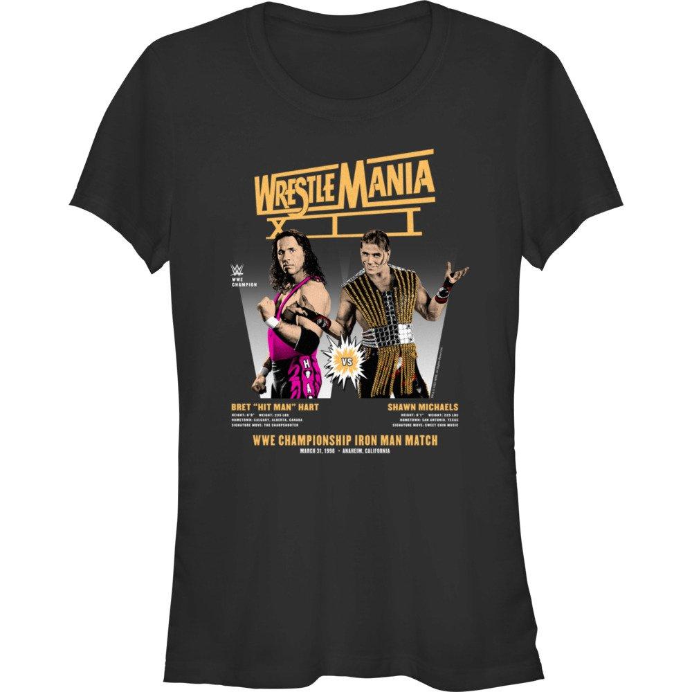 WWE WrestleMania XII Bret Hart Vs Shawn Michaels Girls T-Shirt, BLACK, hi-res