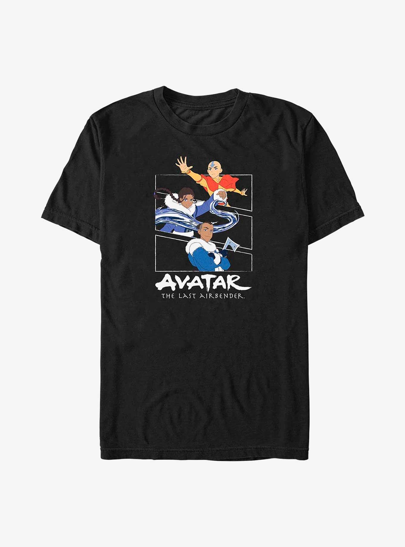 Avatar: The Last Airbender Aang Katara and Sokka Big & Tall T-Shirt, BLACK, hi-res