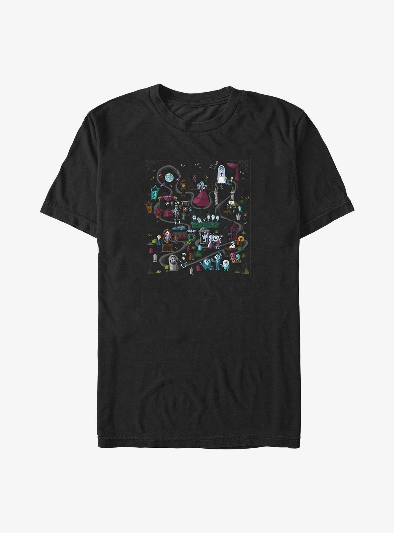 Disney The Haunted Mansion Mansion Map Big & Tall T-Shirt, BLACK, hi-res