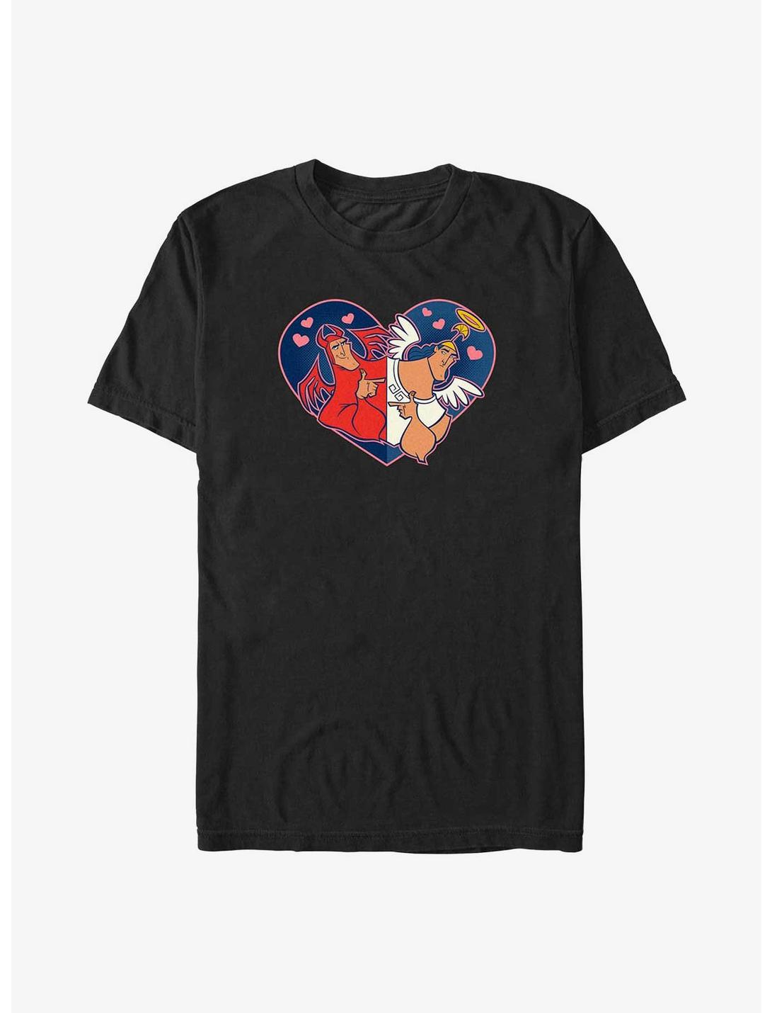 Disney The Emperor's New Groove Kronk's Angel and Devil Heart Big & Tall T-Shirt, BLACK, hi-res