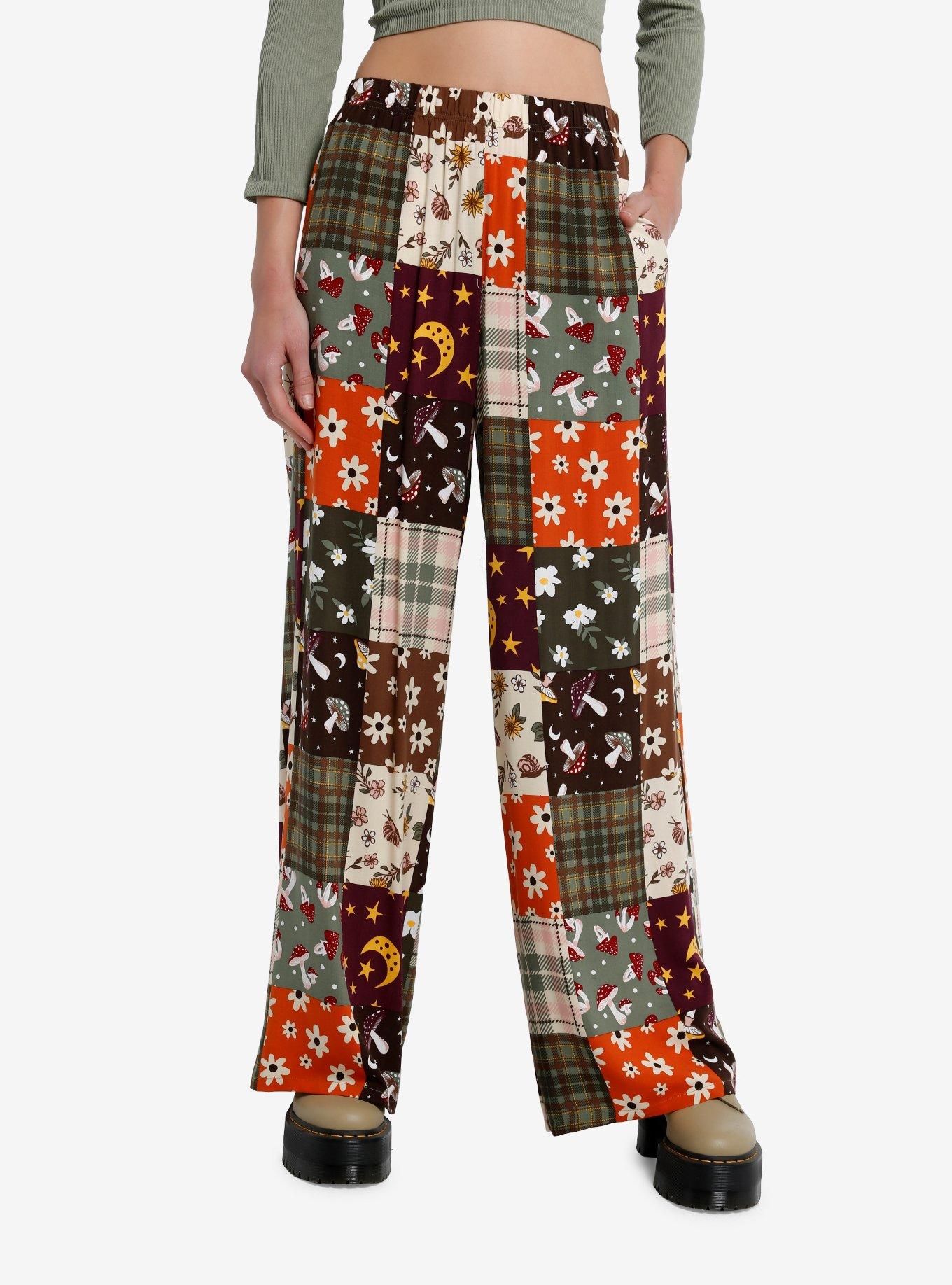 Floral Patchwork Wide Leg Girls Lounge Pants, MULTI, hi-res