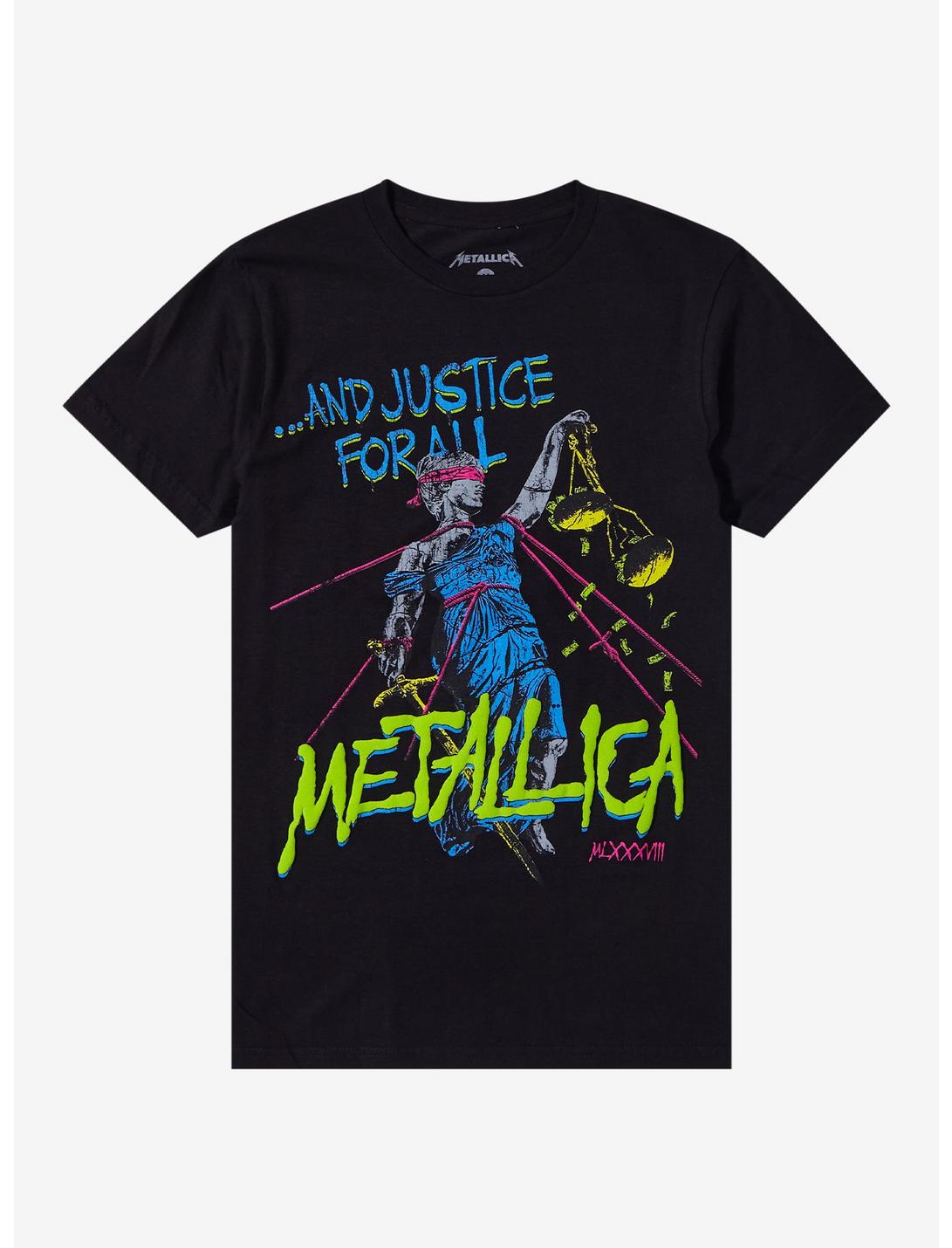 Metallica ...And Justice For All Puff Print Album Art Boyfriend Fit Girls T-Shirt, BLACK, hi-res