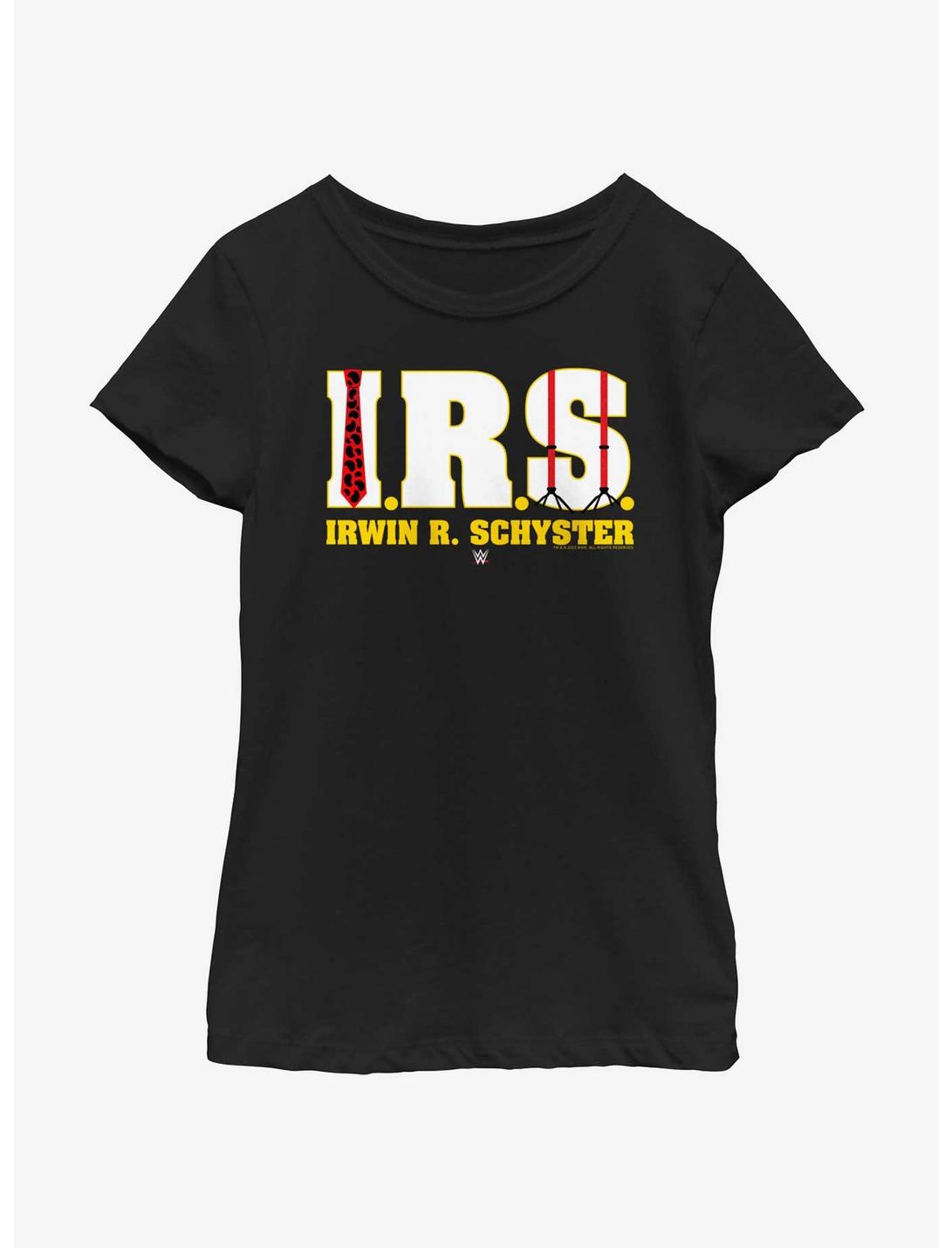 WWE IRS Irwin R Schyster Logo Youth Girls T-Shirt, BLACK, hi-res