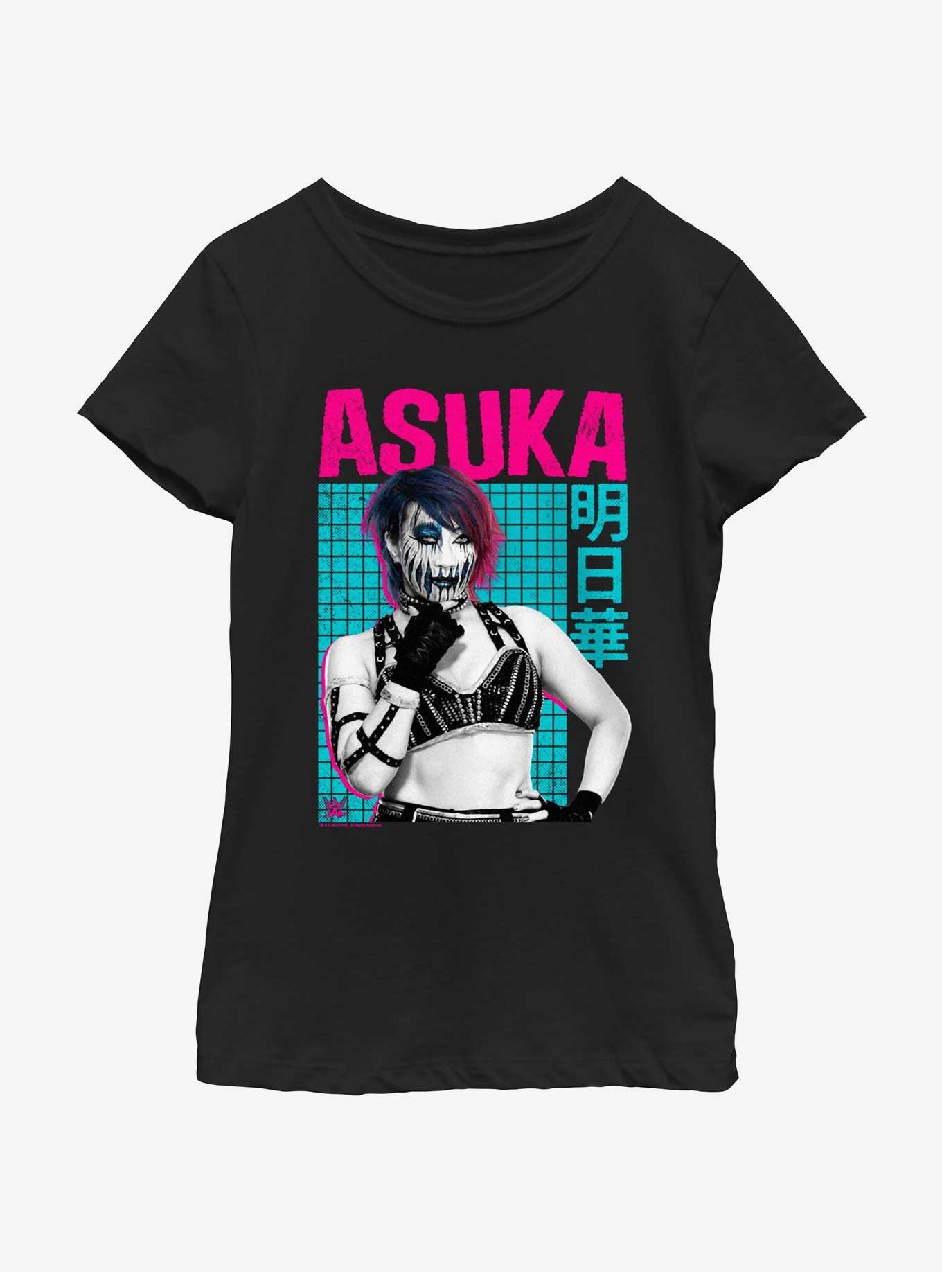 WWE Asuka Color Pop Portrait Youth Girls T-Shirt, BLACK, hi-res