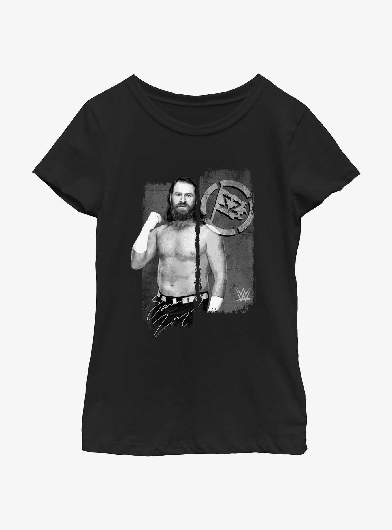 WWE Sami Zayn Portrait Logo Youth Girls T-Shirt