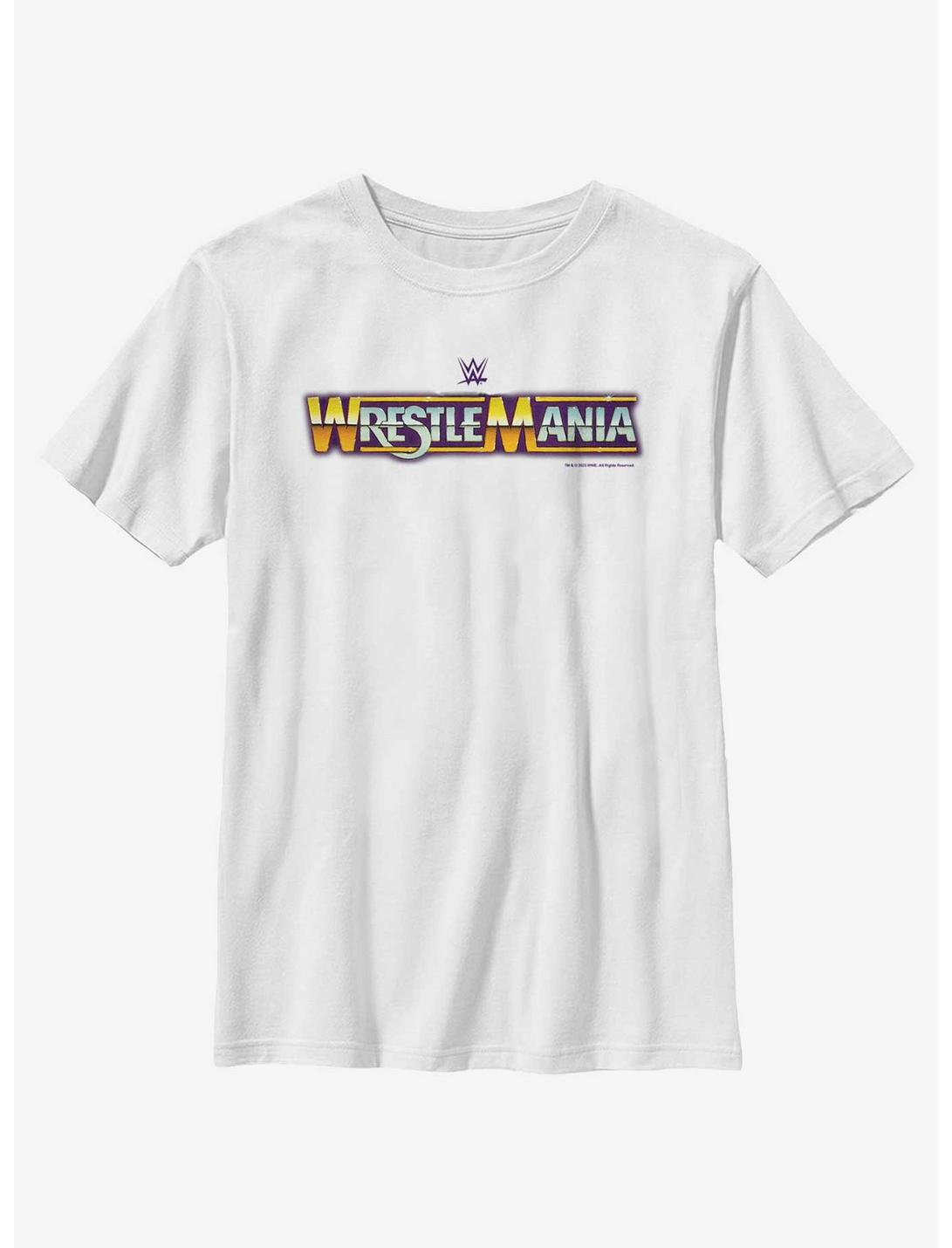 WWE WrestleMania Retro Logo Youth T-Shirt, WHITE, hi-res