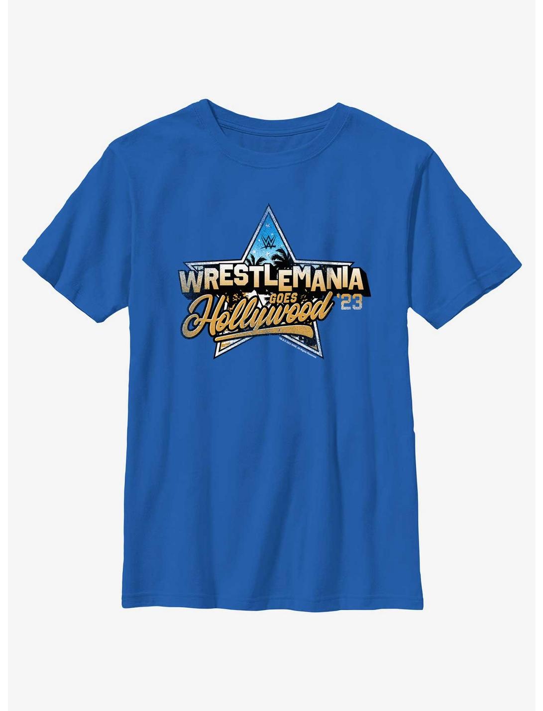 WWE WrestleMania Goes Hollywood 23 Youth T-Shirt, ROYAL, hi-res