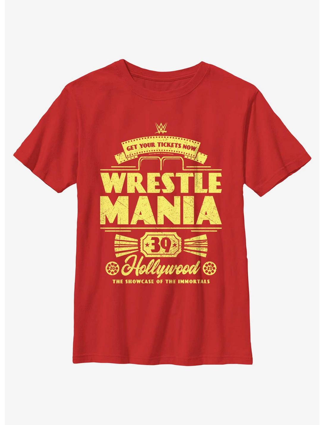 WWE WrestleMania 39 Get Your Tickets Hollywood Youth T-Shirt, RED, hi-res