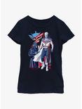 WWE Cody Rhodes Americana Portrait Youth Girls T-Shirt, NAVY, hi-res
