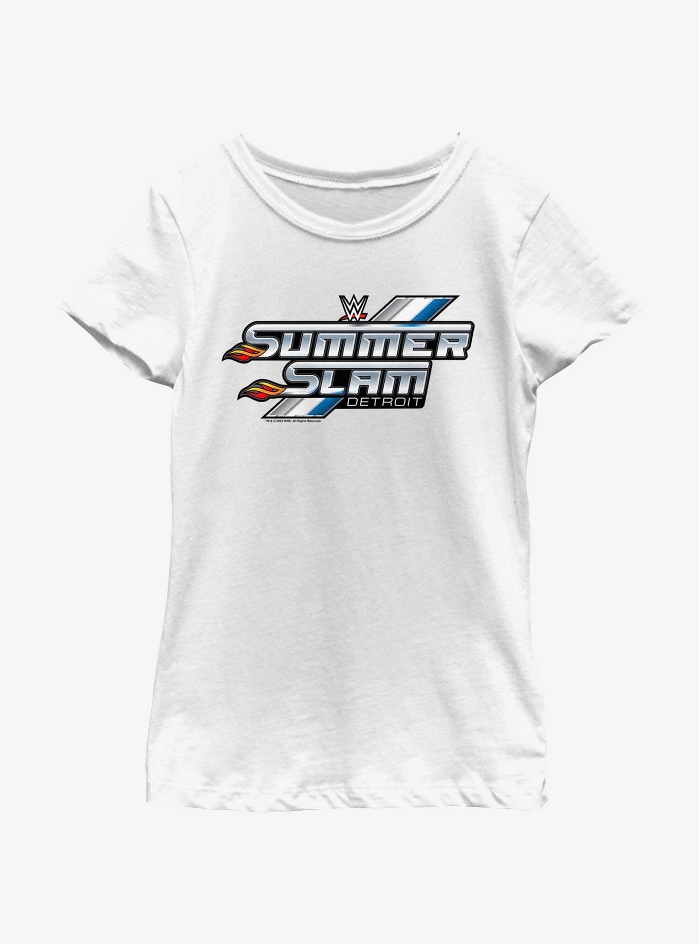 WWE Summerslam Detroit Outline Logo Youth Girls T-Shirt