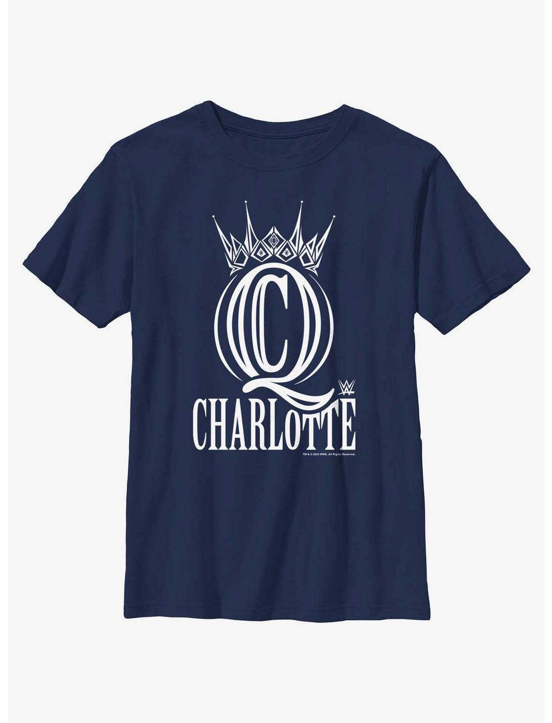 WWE Charlotte Flair Crown Logo Youth T-Shirt, NAVY, hi-res