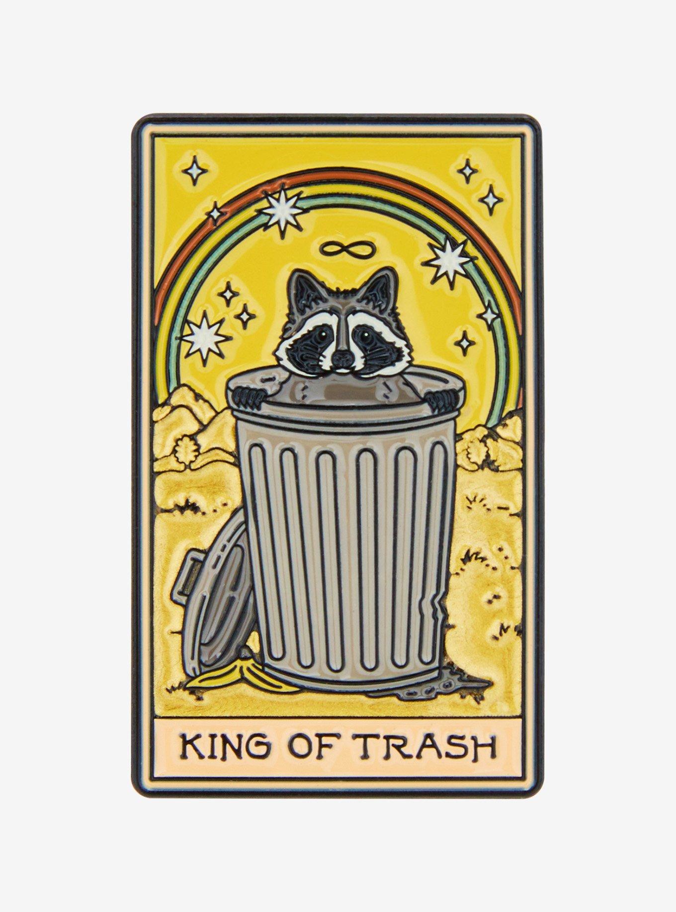 King Of Trash Raccoon Tarot Card Enamel Pin By Thiago Correa, , hi-res