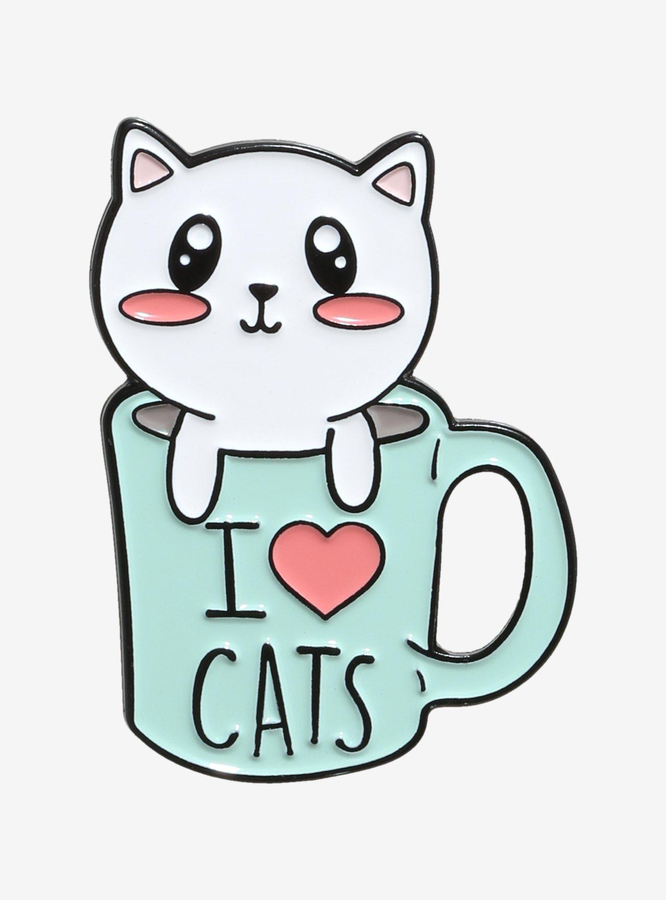 I Love Cats Mug Enamel Pin