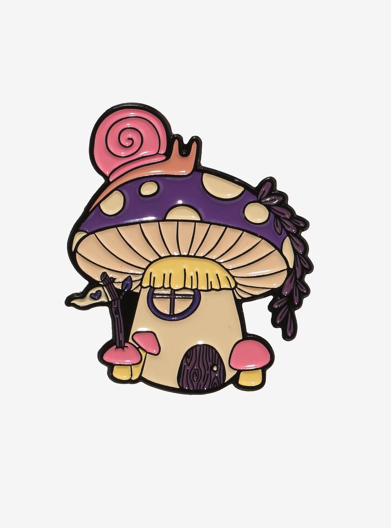 Snail Mushroom House Enamel Pin, , hi-res