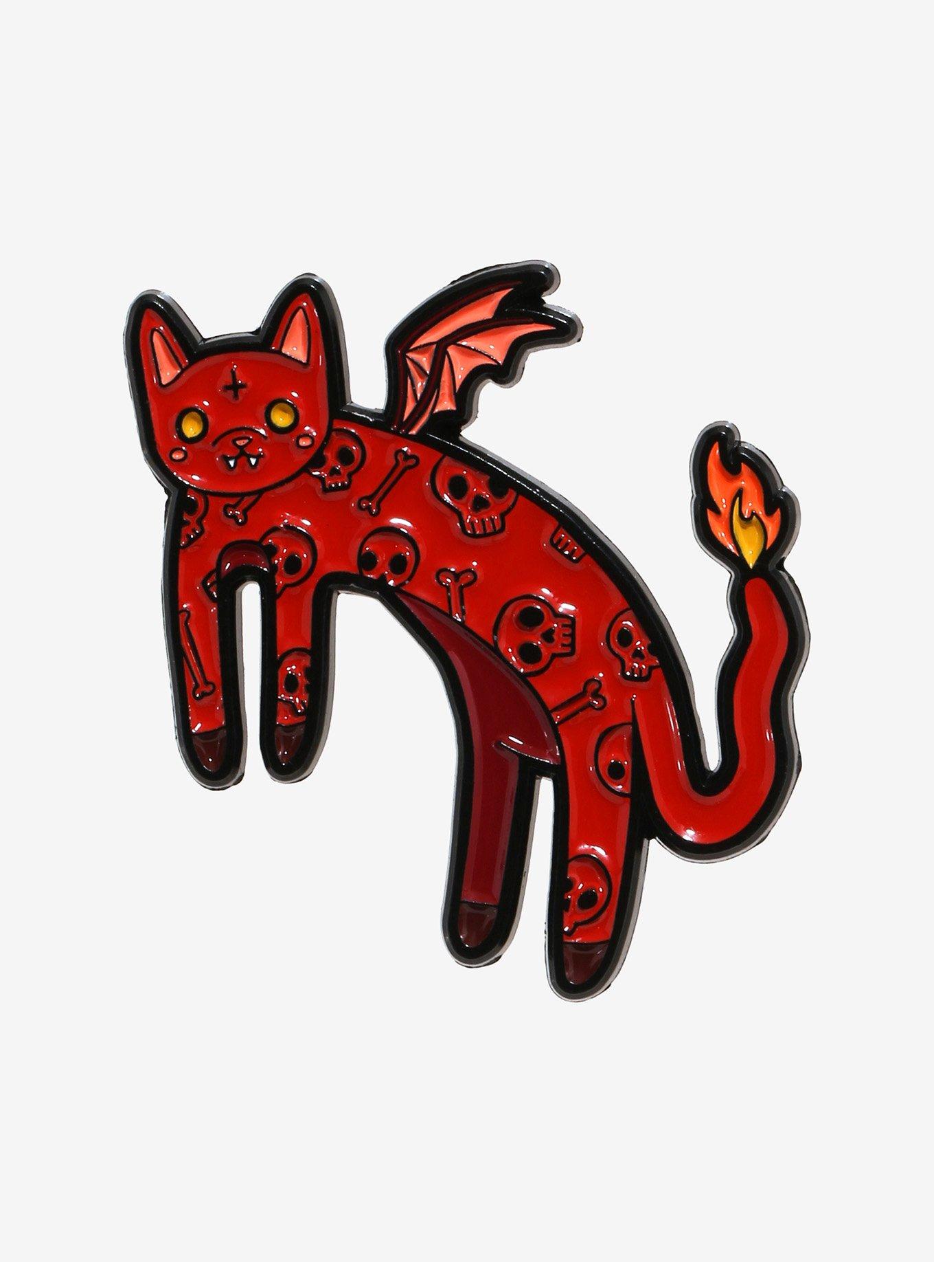 Fire Demon Cat Enamel Pin Tkcreates, , hi-res