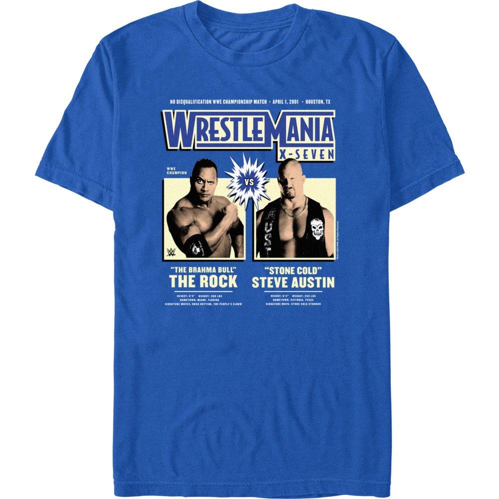WWE WrestleMania X7 The Rock Vs Steve Austin TShirt BLUE Hot Topic