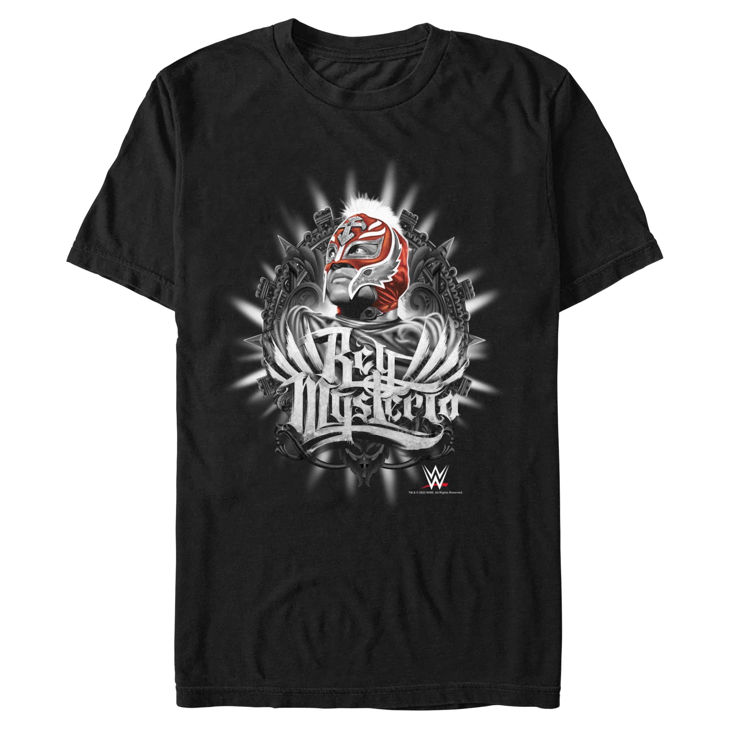 WWE Rey Mysterio Aztec Calendar T-Shirt, BLACK, hi-res