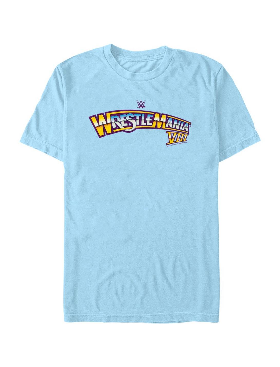WWE WrestleMania VIII Logo T-Shirt, LT BLUE, hi-res