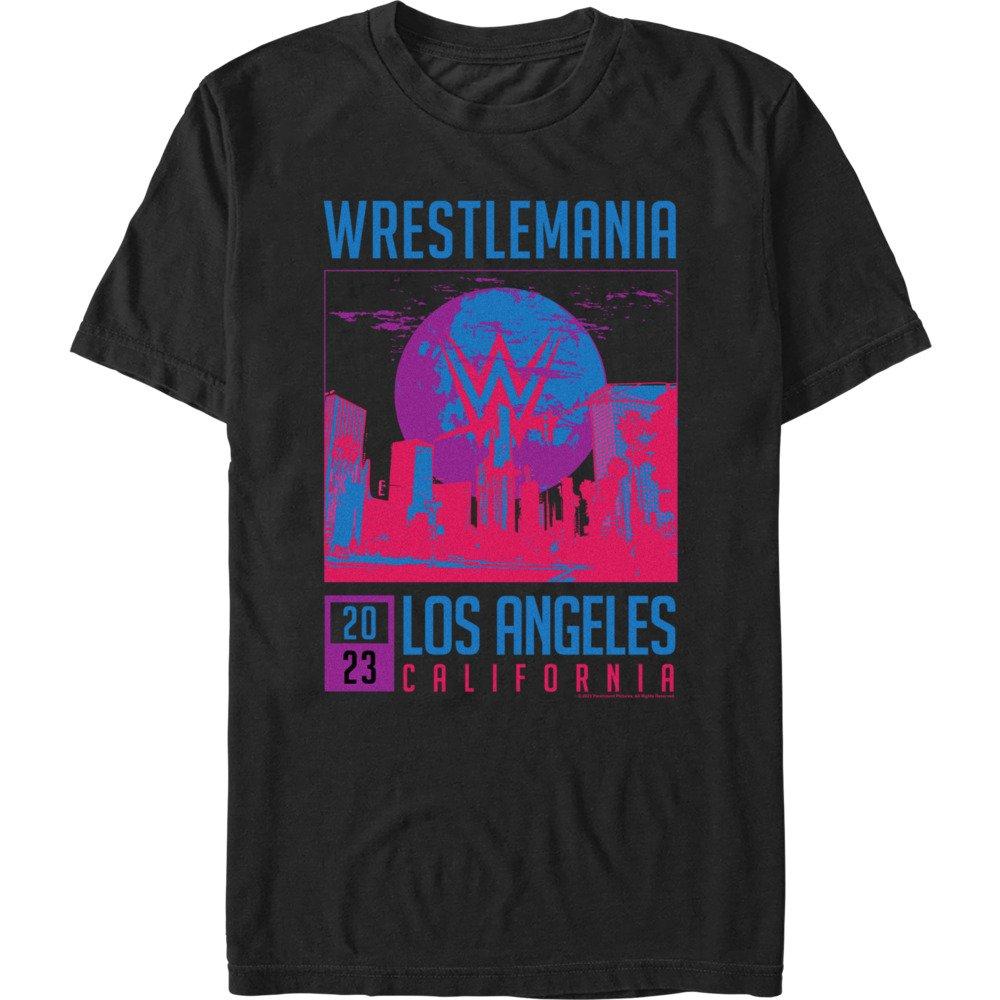 WWE WrestleMania 2023 Los Angeles Poster T-Shirt, BLACK, hi-res