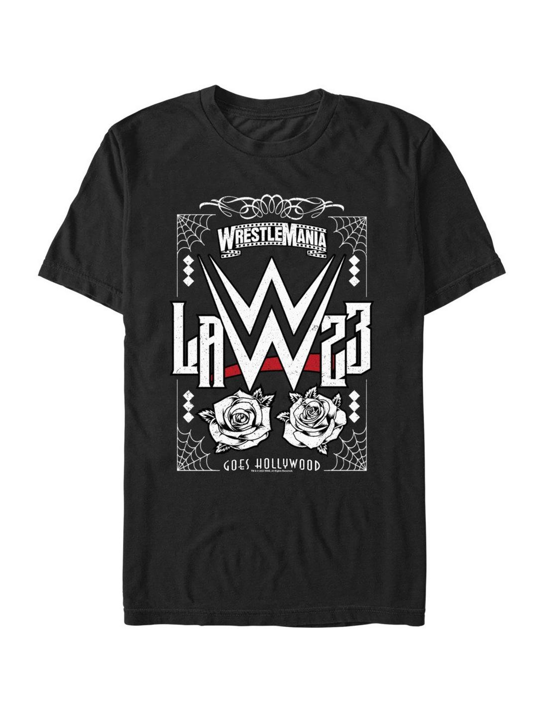 WWE WrestleMania 39 LA 23 Roses T-Shirt, BLACK, hi-res