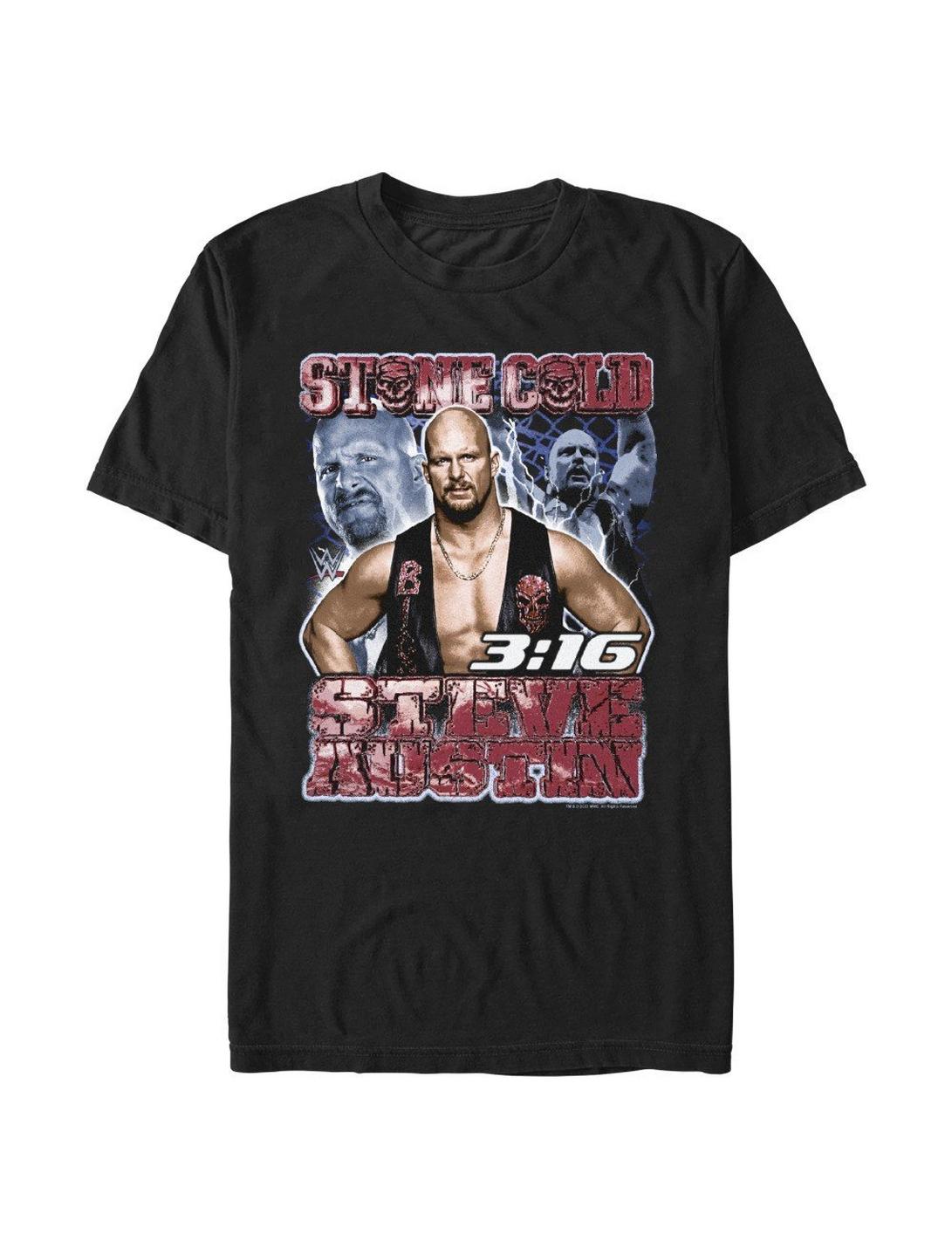 WWE Stone Cold Steve Austin Collage Portrait T-Shirt, BLACK, hi-res