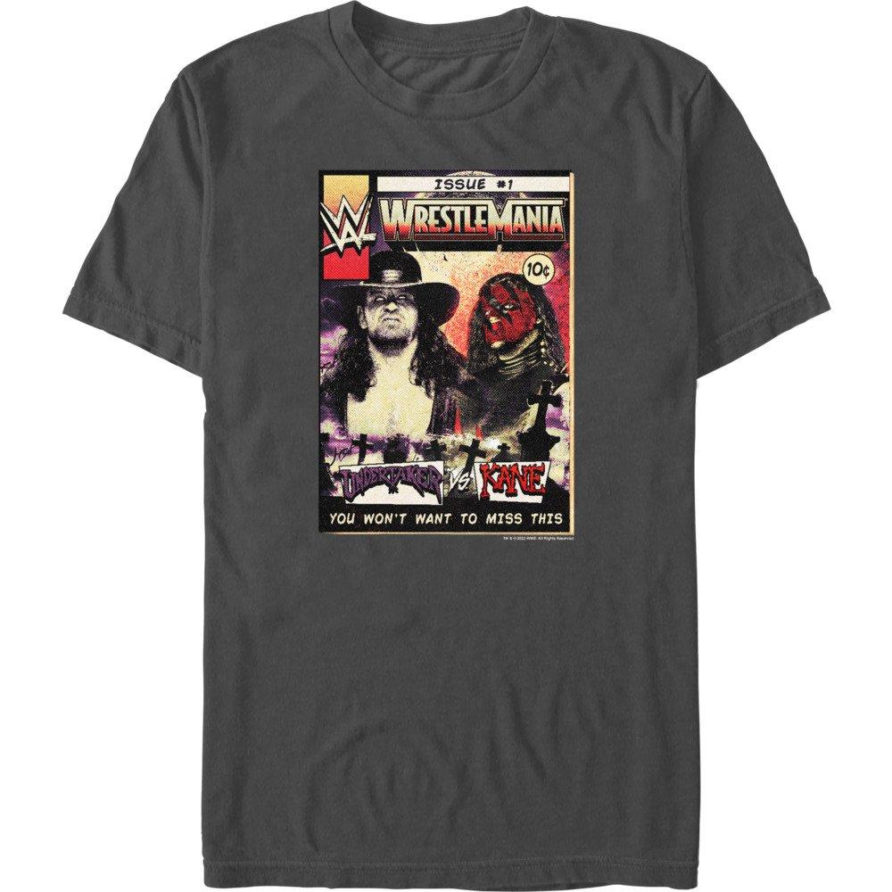 WWE WrestleMania The Undertaker Vs Kane Comic Cover T-Shirt, CHARCOAL, hi-res