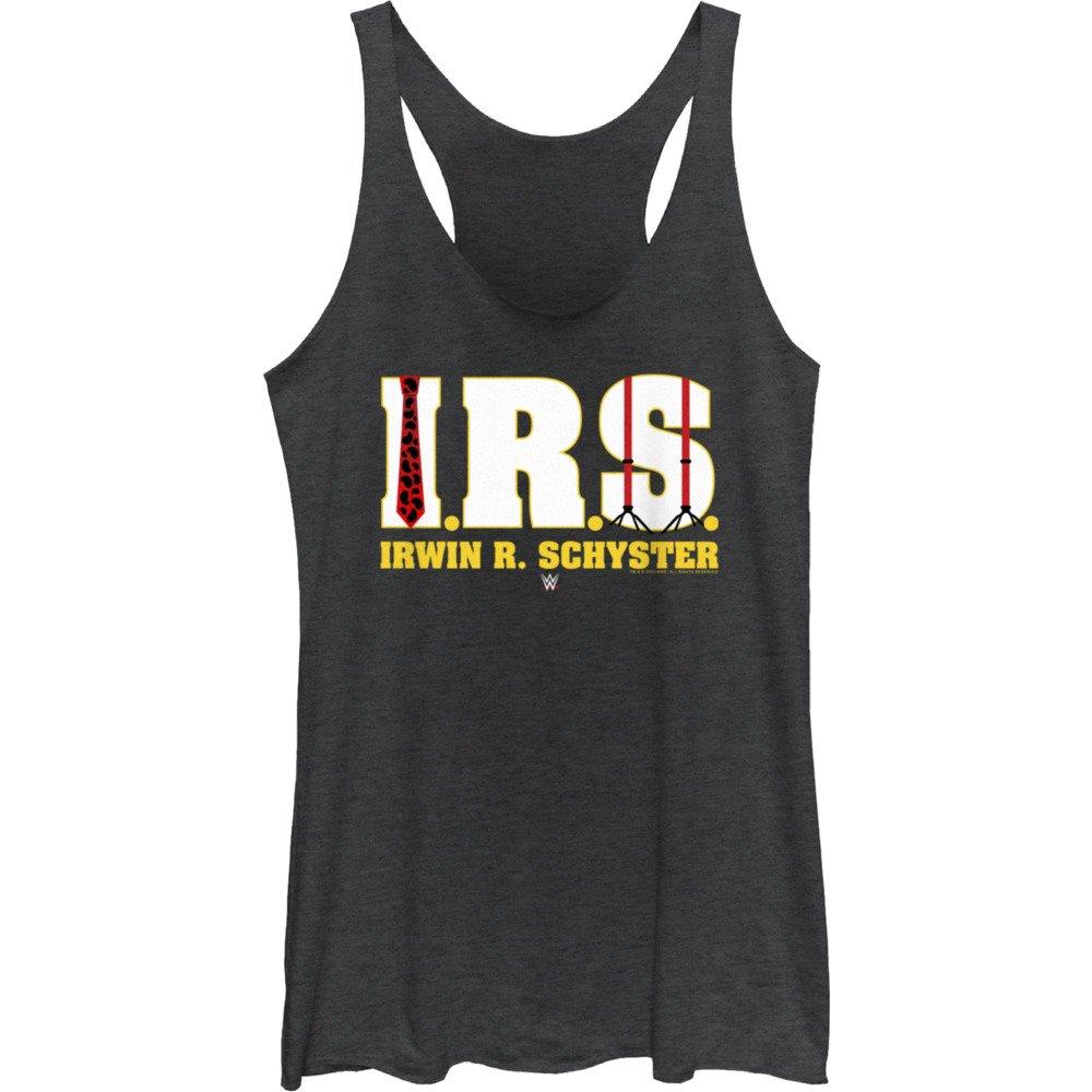 WWE IRS Irwin R Schyster Logo Girls Tank, BLK HTR, hi-res