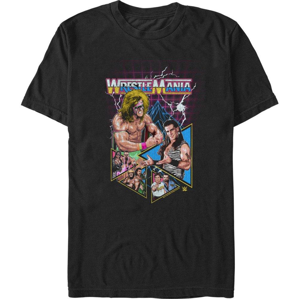 WWE WrestleMania Retro Grid Poster T-Shirt, BLACK, hi-res