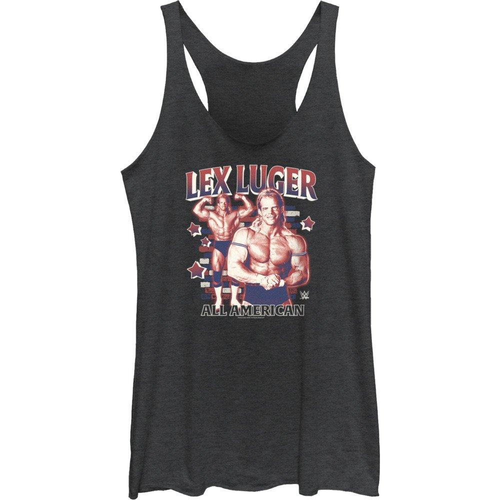 WWE Lex Luger All American Pose Girls Tank, BLK HTR, hi-res