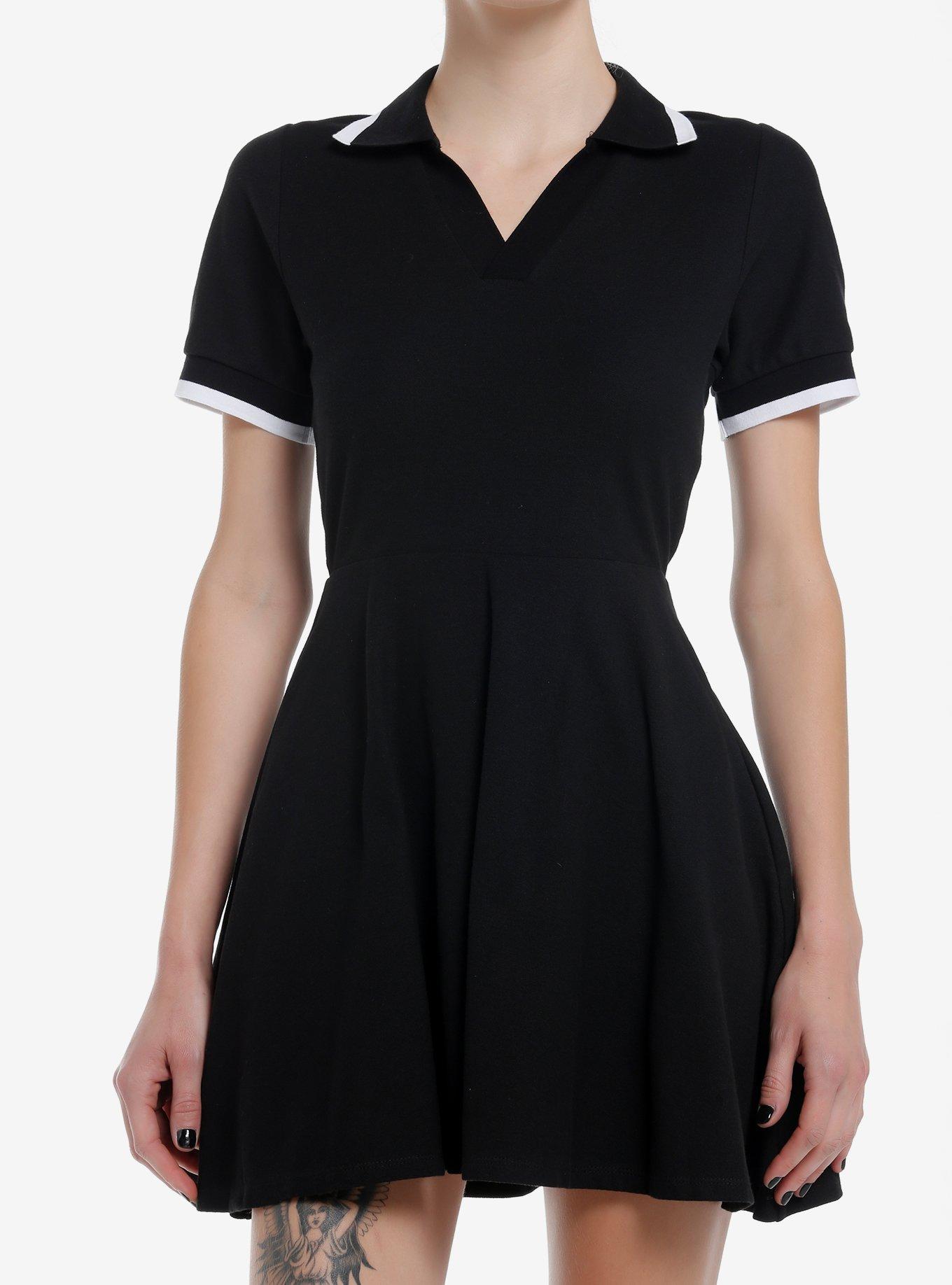 Social Collision Black & White Polo Dress