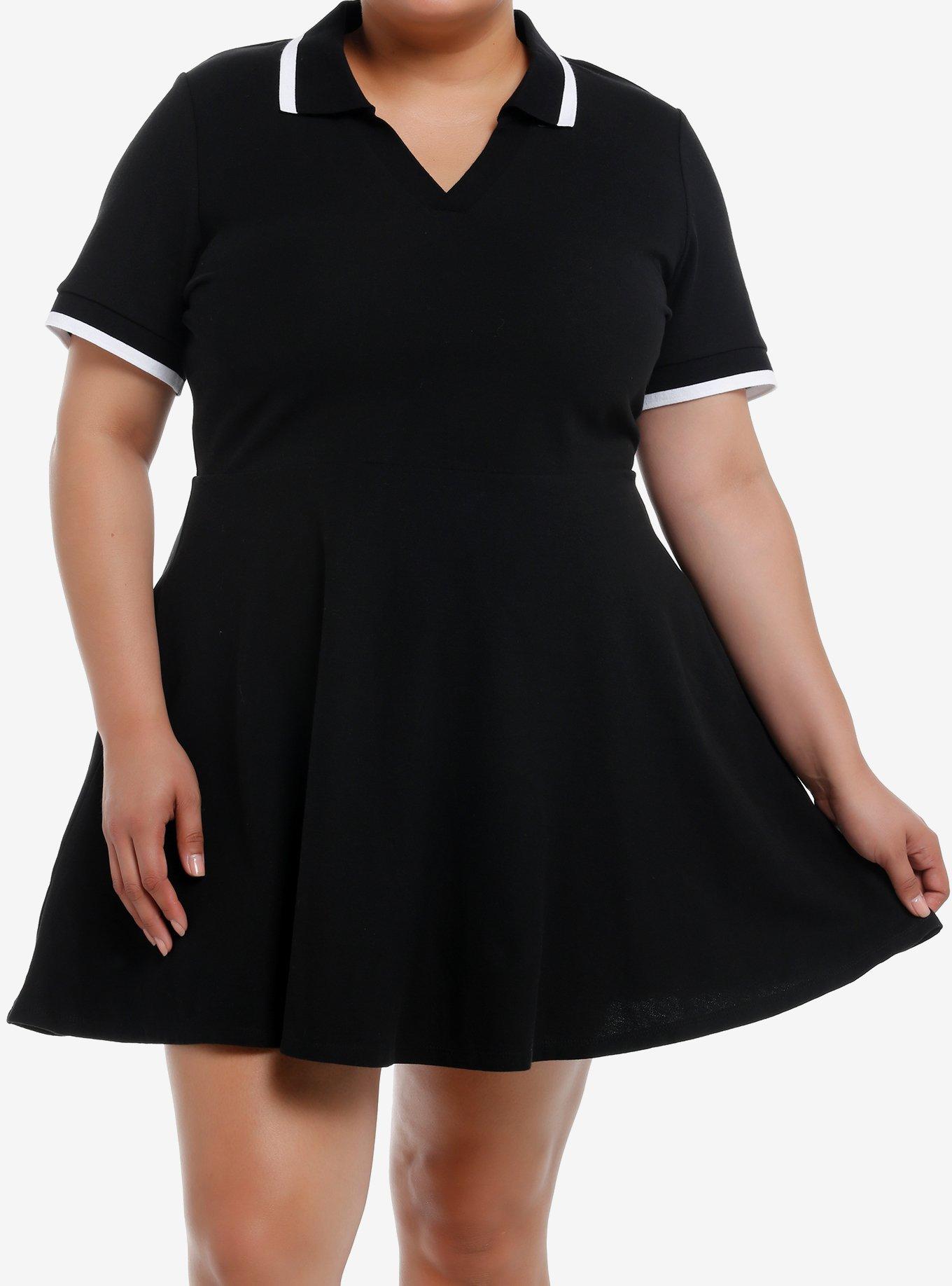 Social Collision Black & White Polo Dress Plus Size