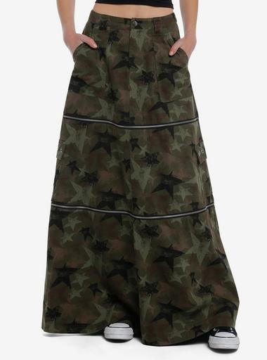 Social Collision Camo Star Zip-Off Maxi Skirt | Hot Topic