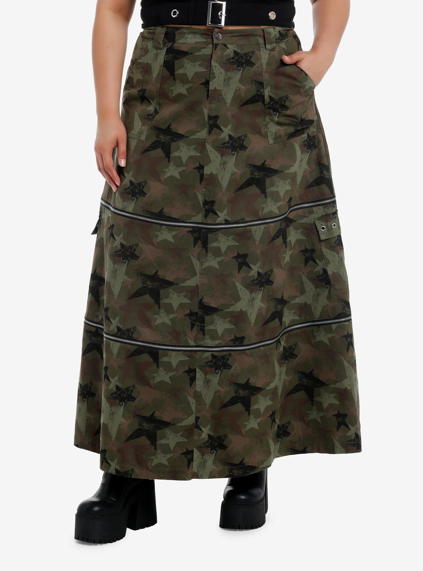 Social Collision Camo Star Zip Off Maxi Skirt Plus Size Hot Topic